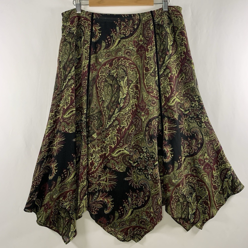 Whimsigoth Paisley Handkerchief Hem Midi Skirt Sz 12 Forest Fairy Goblin Witchy